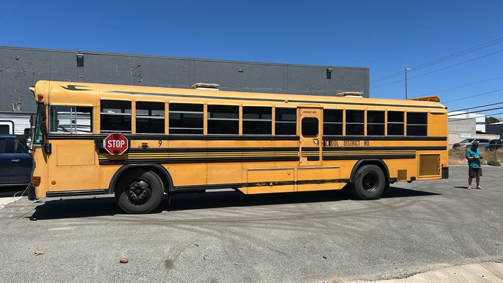 The bus parked at Havelock Wool