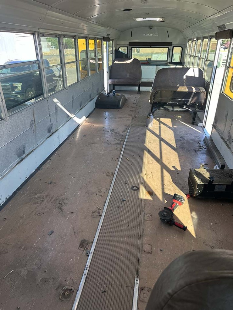 Removing school bus seats