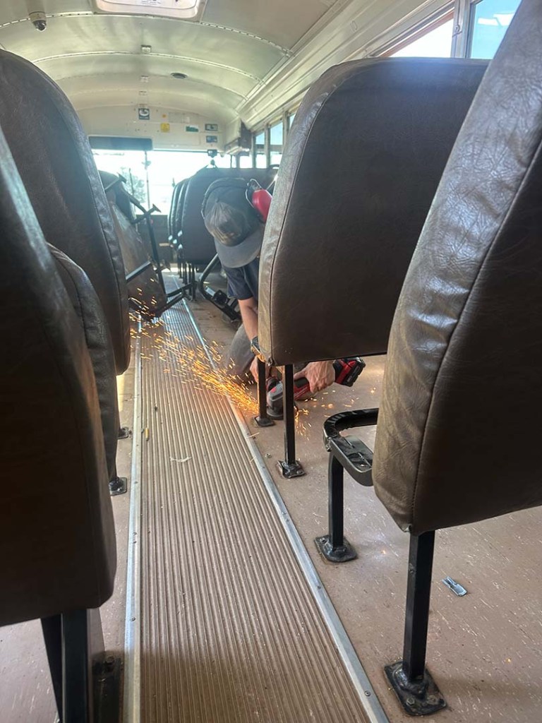 Removing school bus seats