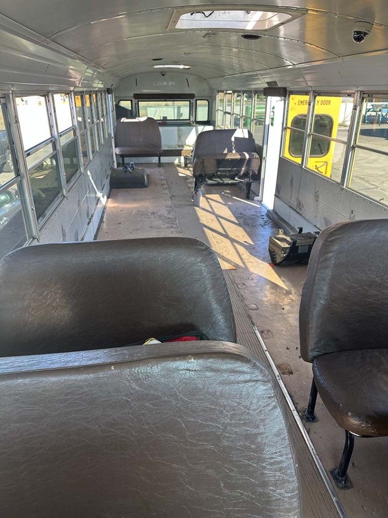 Removing school bus seats
